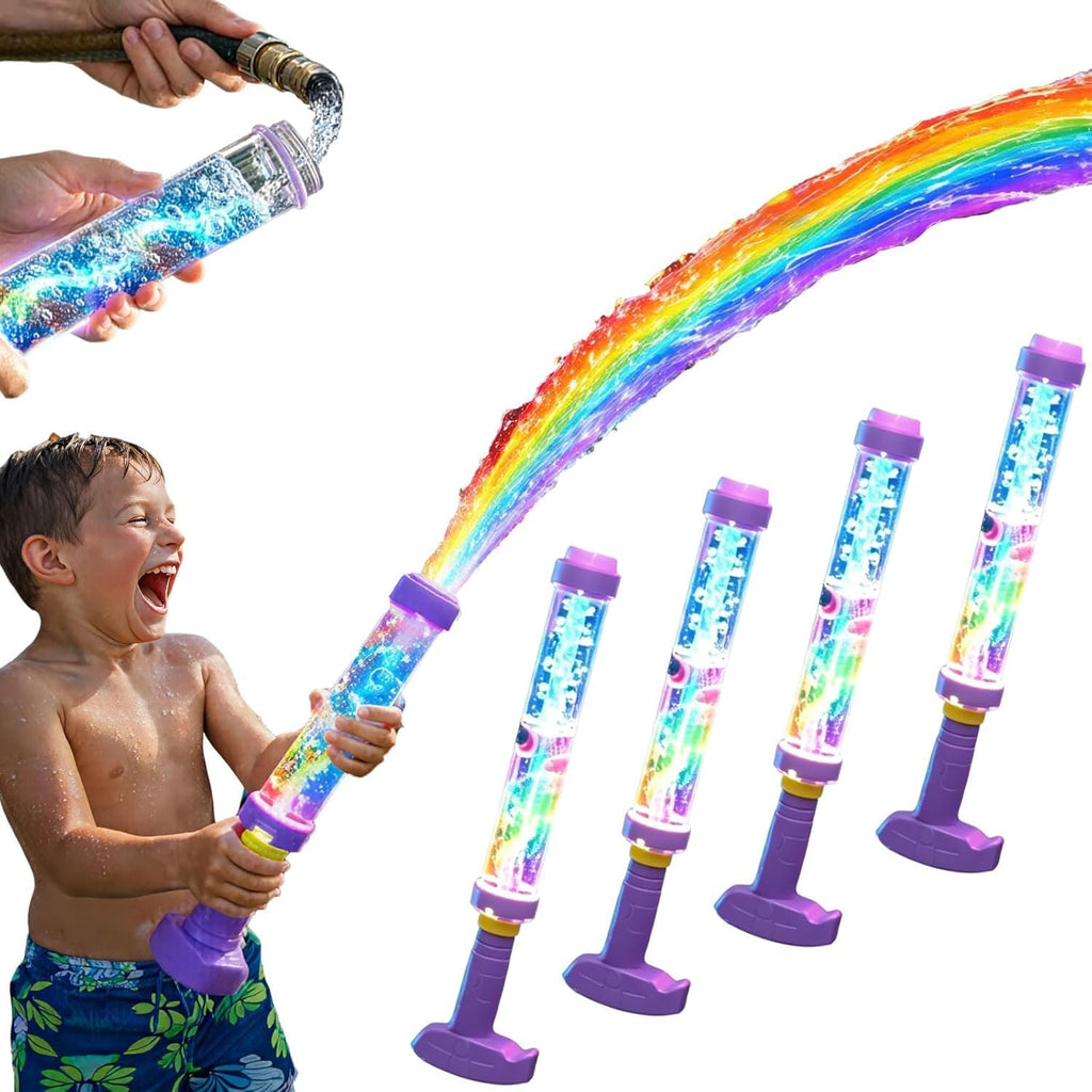 4pcs Glowing Rainbow LED Water Blaster | Summer Fun that Pops Like Magic!Creativity Squirt Water Blaster Guns,Firework Spray Water Soaker Toys for Pool Party Outdoor Summer Water Games