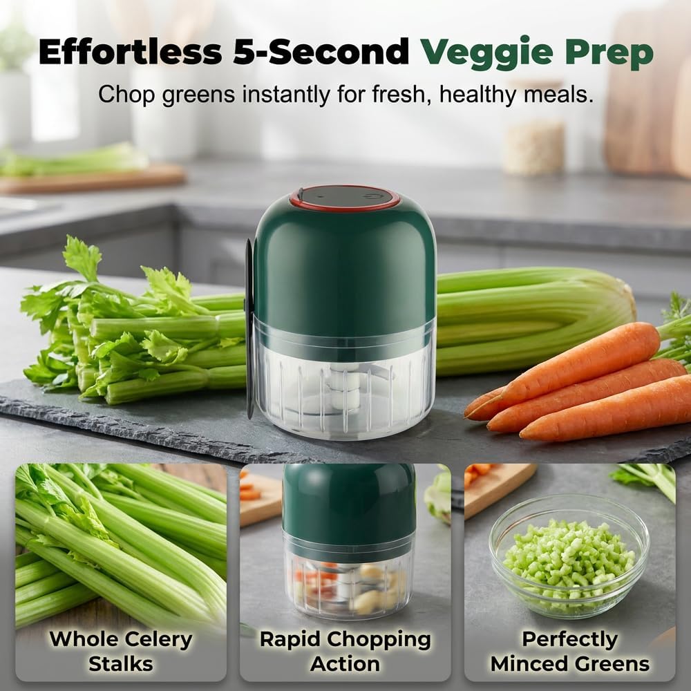 Electric Garlic Chopper, 2026 New Household Electric Garlic Crusher, Portable Cordless Mini Food Chopper Garlic Mincer for Garlic, Onion, Ginger, Chili, Spices and Fruit