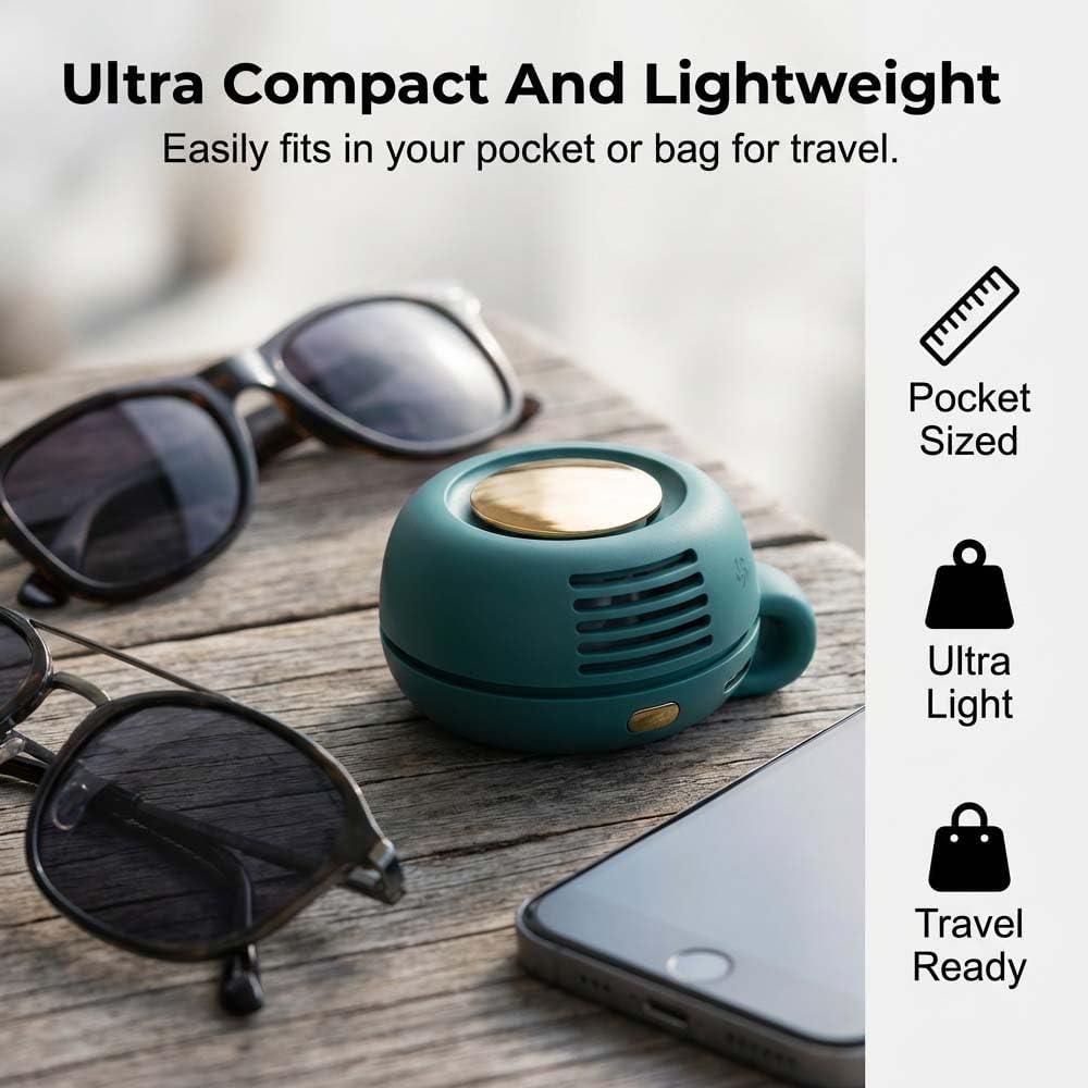 Portable Silent Clip On Bladeless Fan,Rechargeable Wearable Fan, Mini Fan with Clip for Shirt & Waist, Adjustable 3-Speed Portable Waist Neck Fan Hands-Free for Outdoor Travel Office