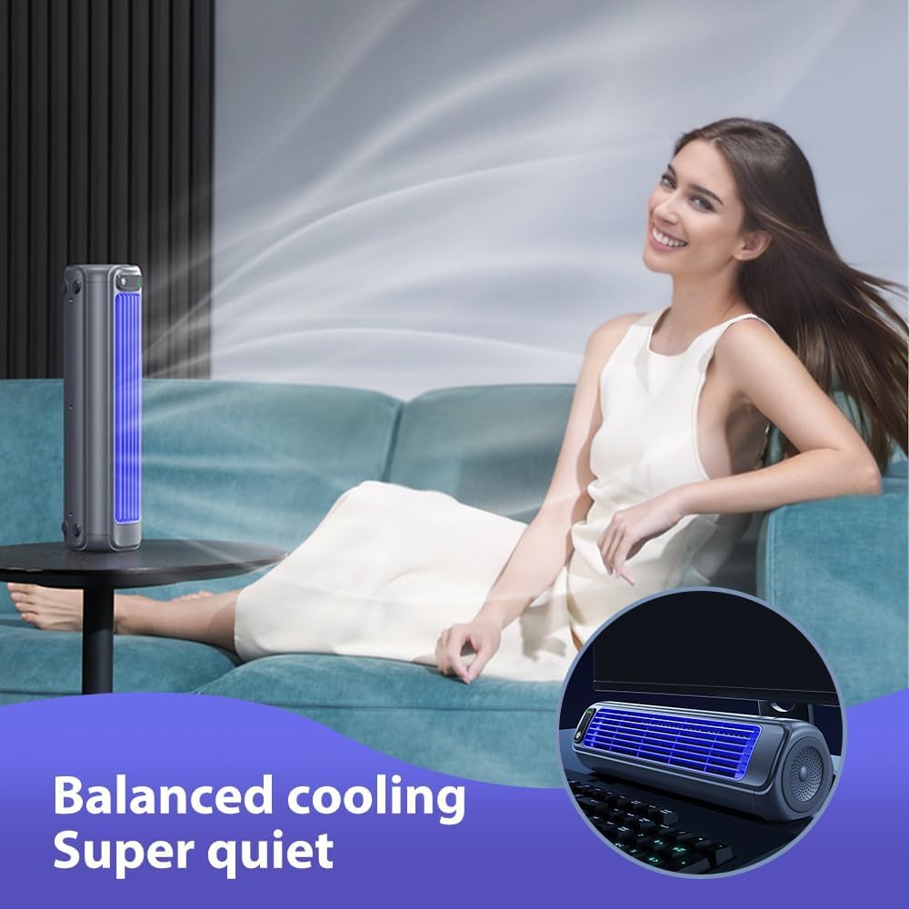 Portable Air Conditioner, 2026 New Cooling Fan with 3 Speeds & LED Touch Screen, USB Charging Adjustable Mini Cooling Fan for Bedroom Office Home