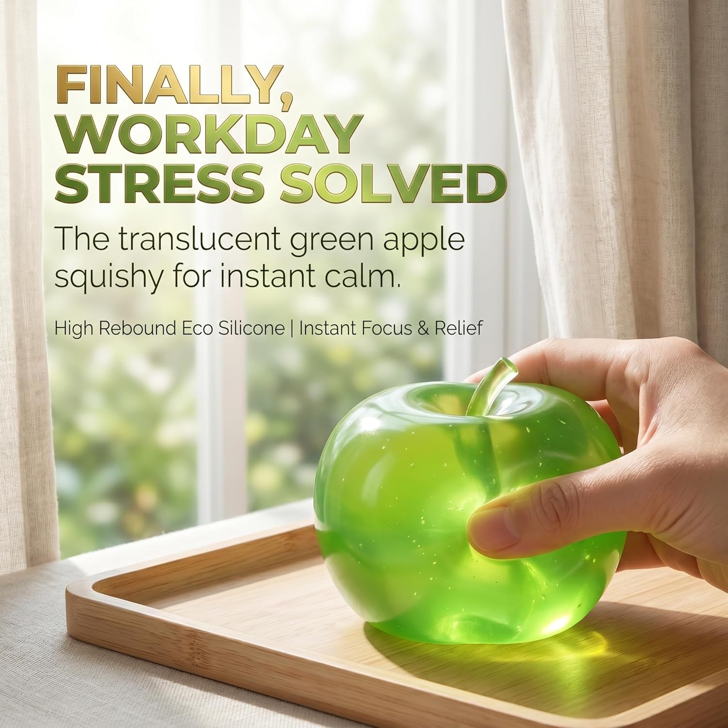 Apple Squishy Toys，Slow Rising Squishy Fidget Toys,Jelly & Clear Apples Slow Rising Fidget Stress Ball, Cute Moldable Squeeze Sensory Relief