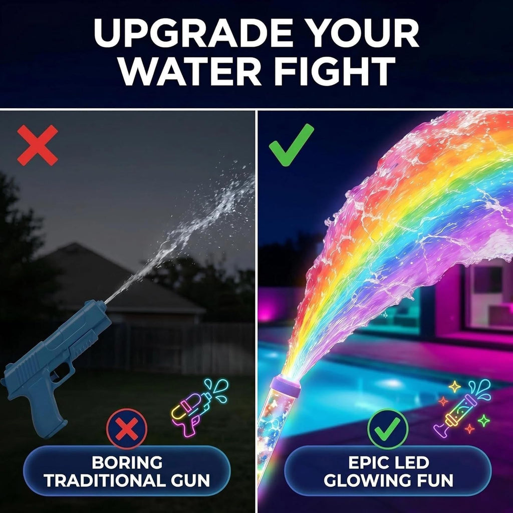 4pcs Glowing Rainbow LED Water Blaster | Summer Fun that Pops Like Magic!Creativity Squirt Water Blaster Guns,Firework Spray Water Soaker Toys for Pool Party Outdoor Summer Water Games