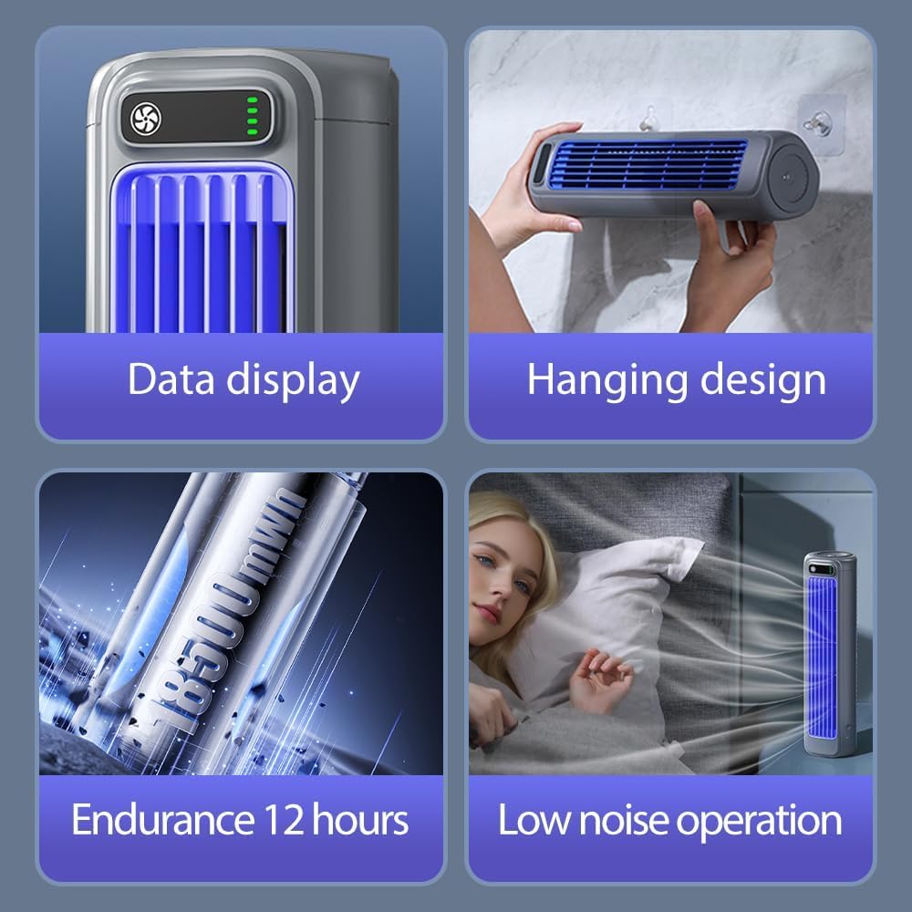 Portable Air Conditioner, 2026 New Cooling Fan with 3 Speeds & LED Touch Screen, USB Charging Adjustable Mini Cooling Fan for Bedroom Office Home