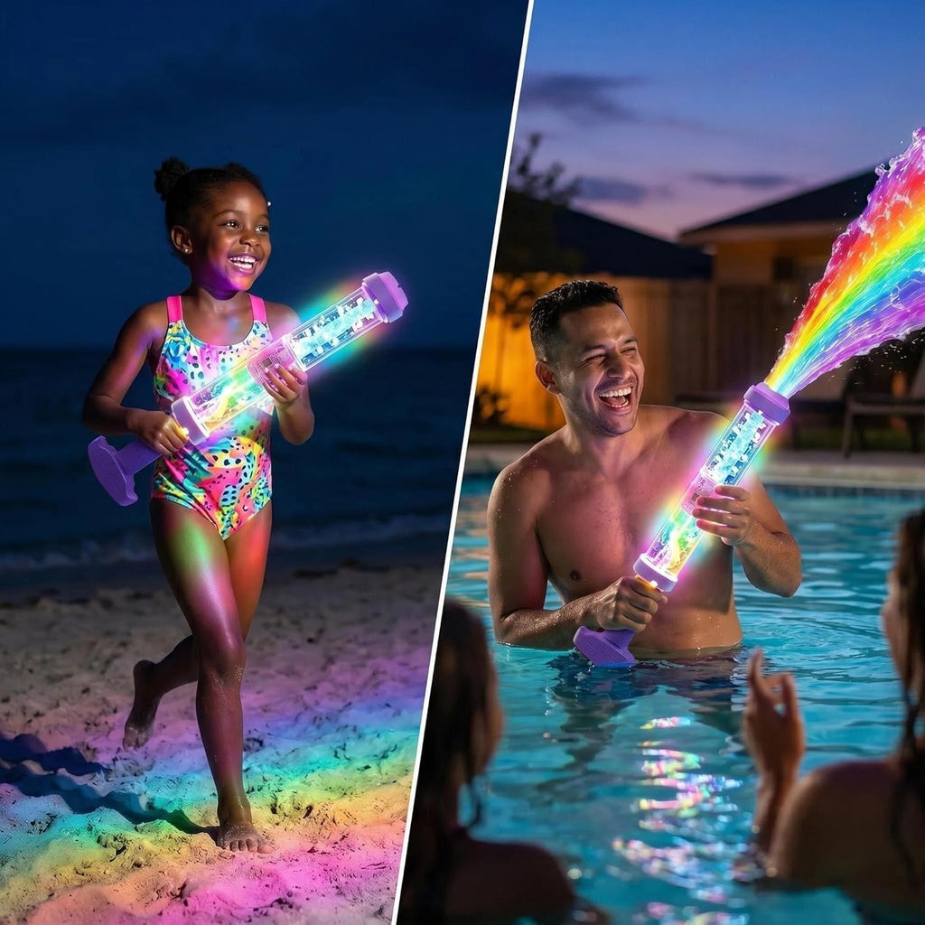 4pcs Glowing Rainbow LED Water Blaster | Summer Fun that Pops Like Magic!Creativity Squirt Water Blaster Guns,Firework Spray Water Soaker Toys for Pool Party Outdoor Summer Water Games
